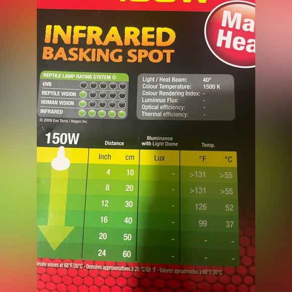 Lot of 2 EXO TERRA 150w Watt Infrared Basking Spot Bulbs for Reptiles Terrarium - Picture 5 of 8